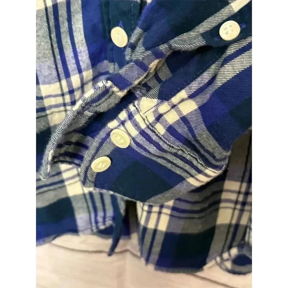 J. Crew Women's Plaid Flannel Button-Up Shirt Blue Size Small. Casual Warm - Picture 3 of 6